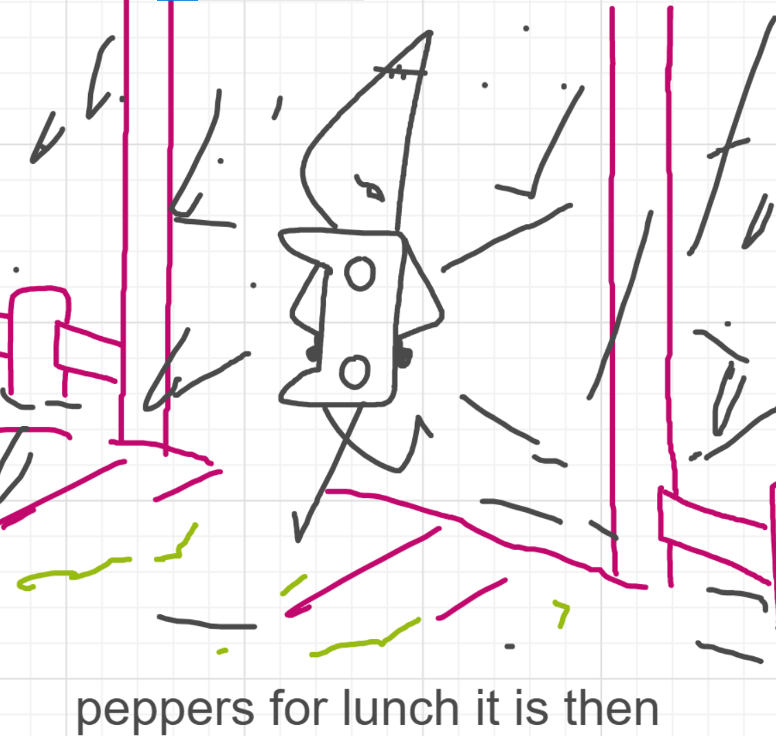 A panel from I've Been Everywhere, Man, episode nine of the Board Boards object show by Furretwalk/WalkingFurret.